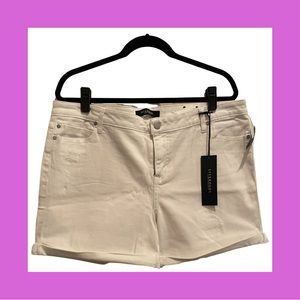 Stylish white cuffed & frayed shorts - NWT